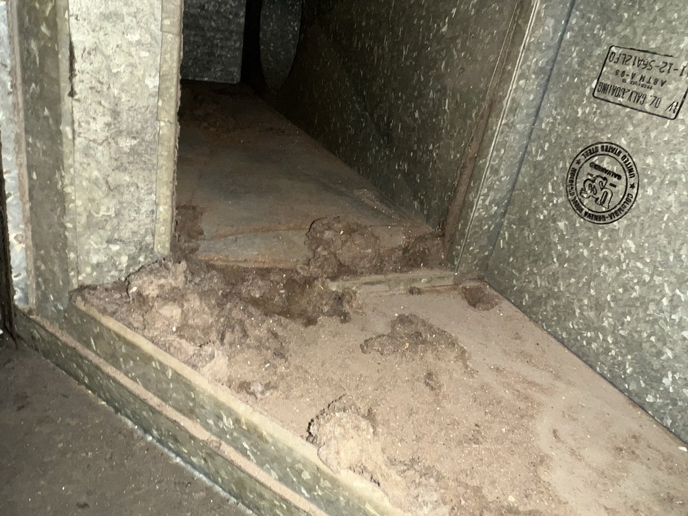 Dirt and debris extracted from air ducts during cleaning in Oakland, CA